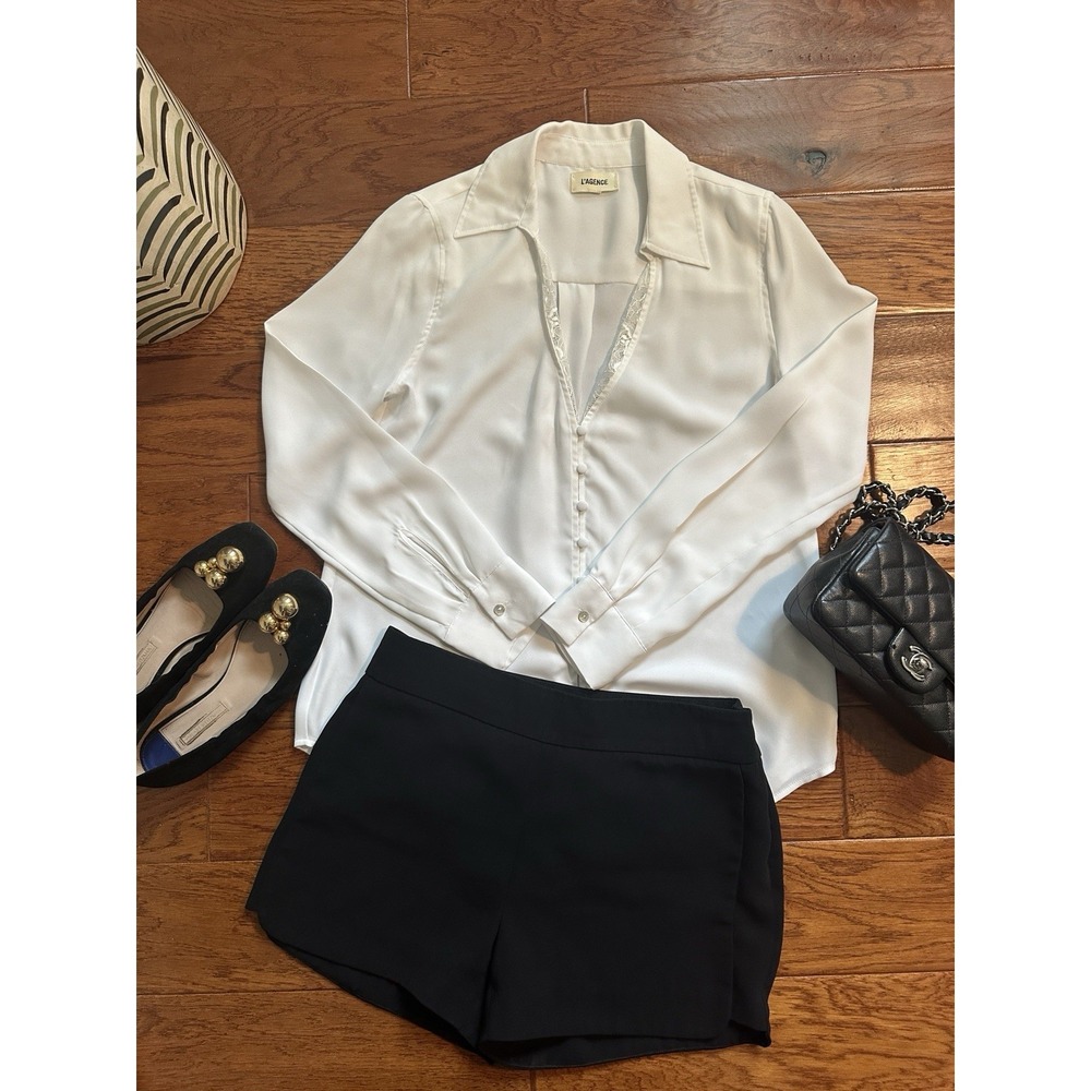 L' AGENCE Kori Lace Trim Blouse Size XS